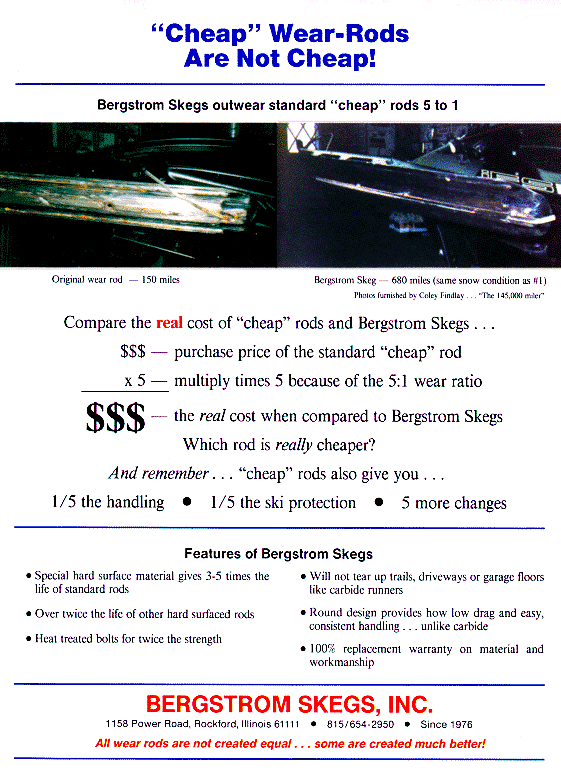 'Cheap' Wear-Rods Are Not Cheap - Bergstrom Skegs outwear standard 'cheap' rods 5 to 1